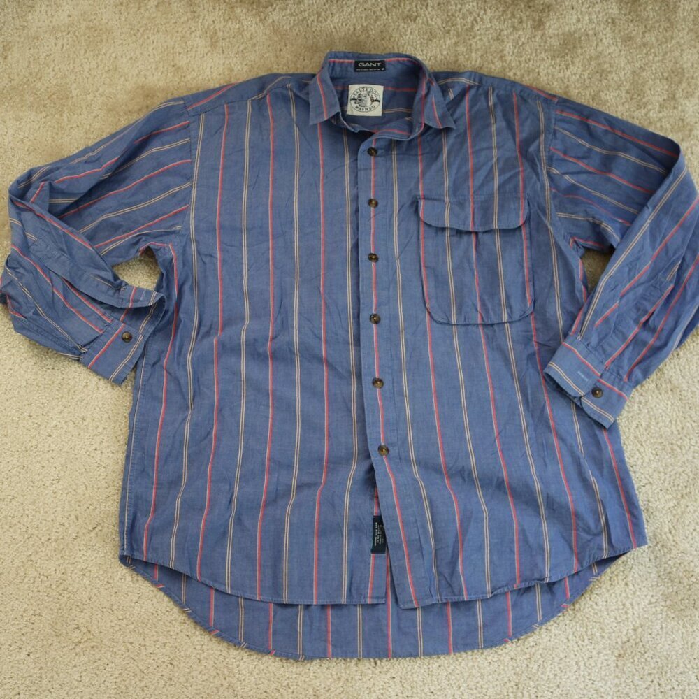 Gant Blue and Red Striped Casual Button Down Shirt